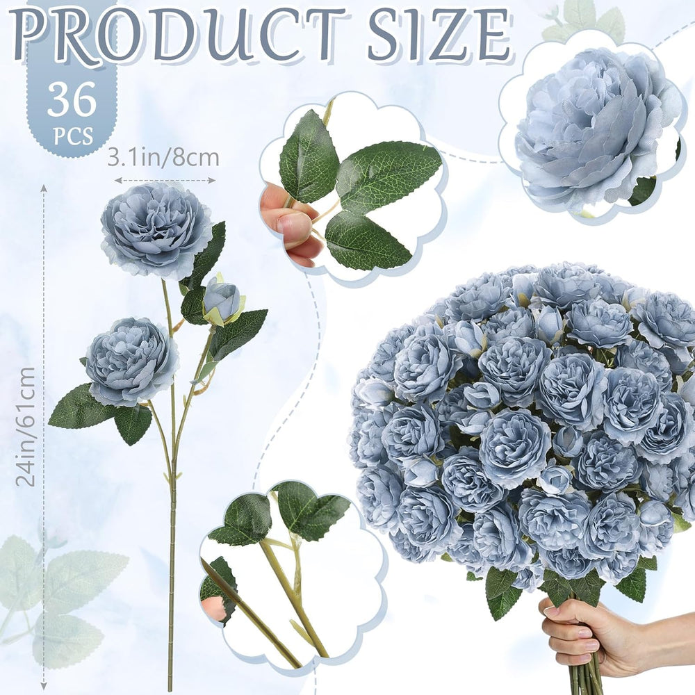 36 Bundles 36 Bundles Artificial Flowers Peonies Roses 108 Heads Fake Silk Pe...
