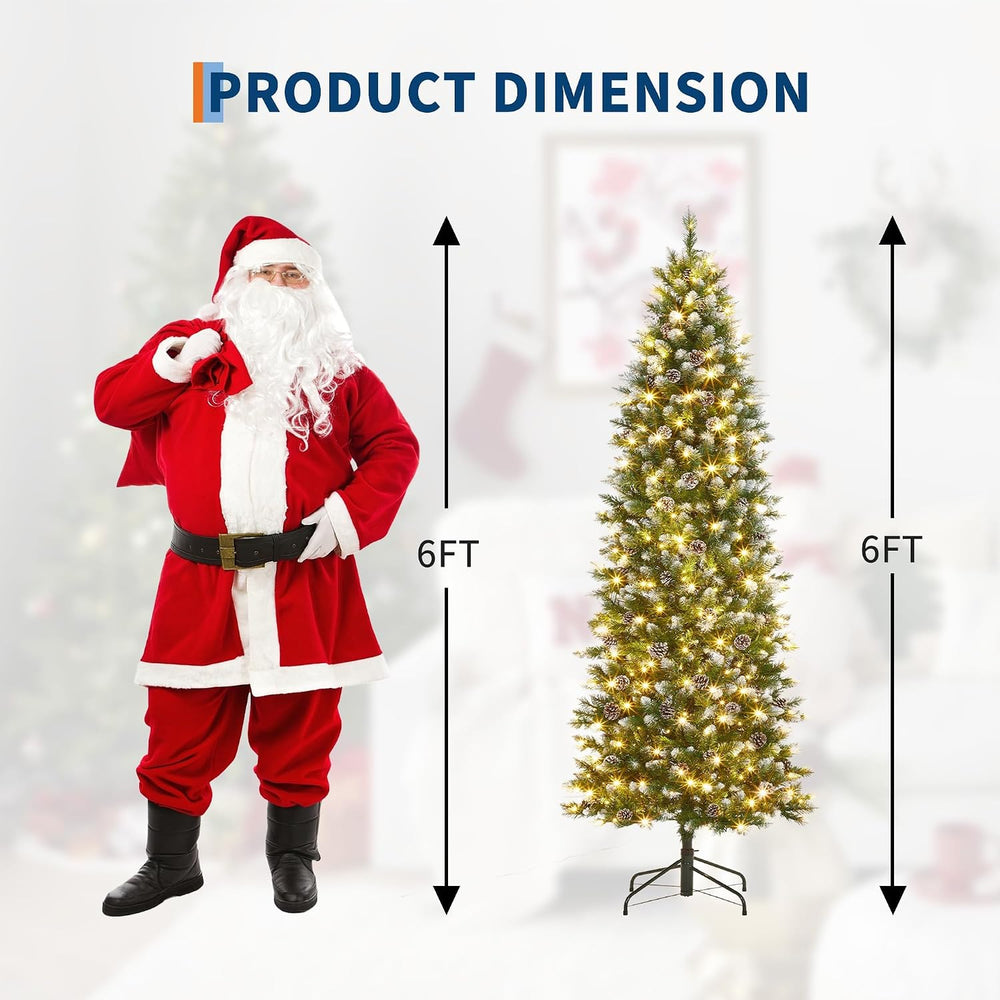 GarveeHome 6 ft Pencil Prelit Christmas Tree, PVC Xmas Tree