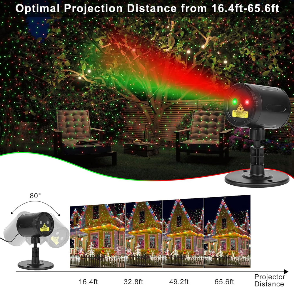 Christmas Projector Lights Outdoor, Red & Green Laser Light Projector