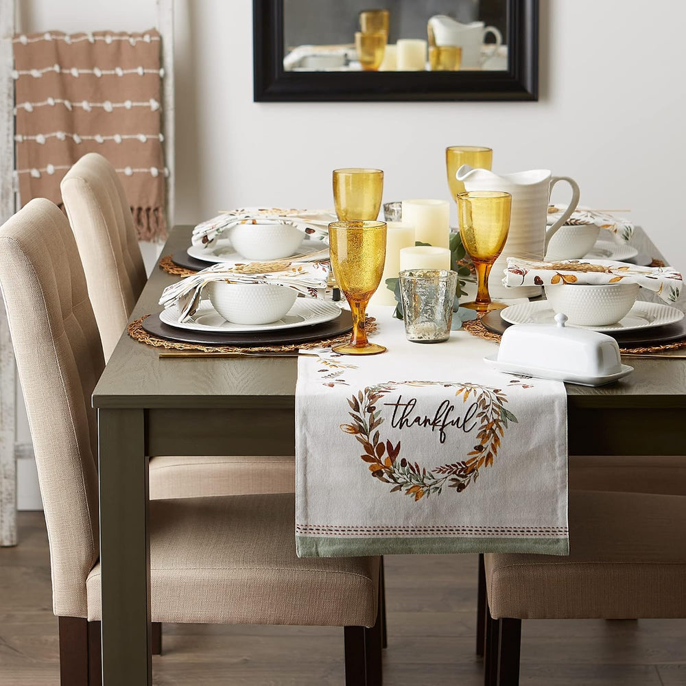 DII Thankful Autumn Collection Fall Tabletop Decoration, Reversible Table Run...