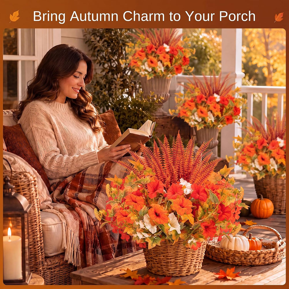 Artificial Fall Flowers for Outdoors, Full Fake Petunias Decoration