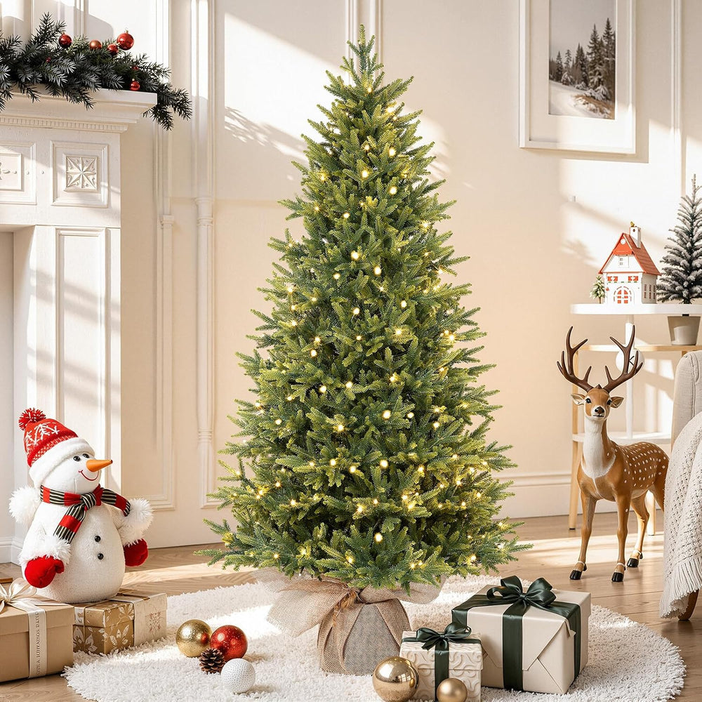 Alupssuc 5ft Prelit Artificial Small Christmas Tree with Warm White Lights