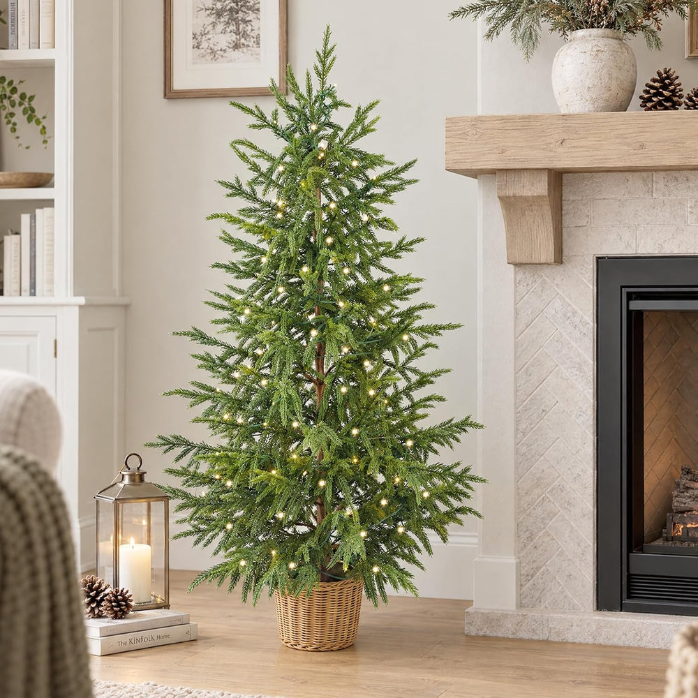 Christmas Decorations - 1pack 4FT Pre-Lit Artificial Norfolk Pine Tree