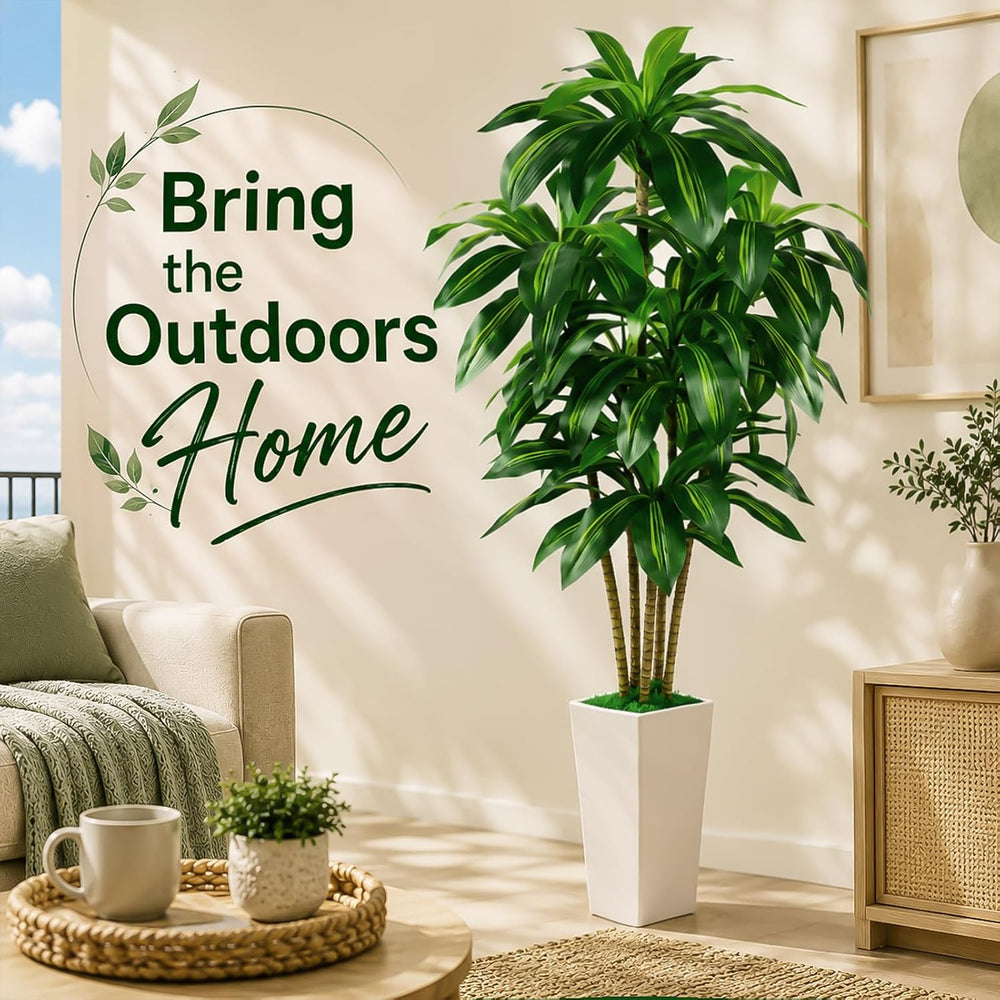 Artificial Dracaena Plants Indoor, 5FT Fake Tree Plants with Tall Planter