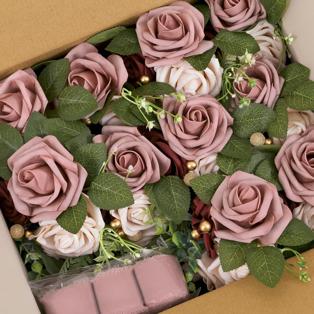 DORIS HOME Wedding Aisle Decorations Mauve Pew Flowers Set of 10