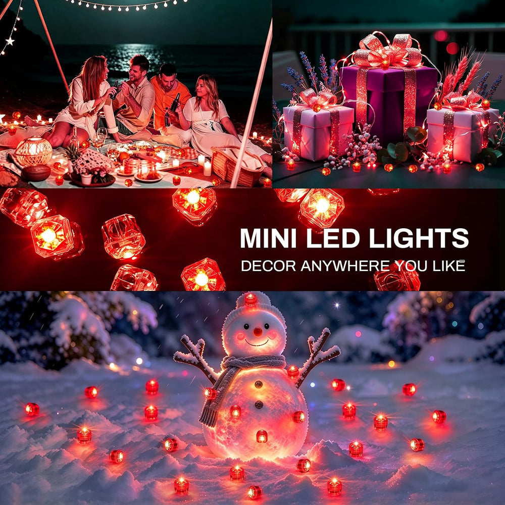 Aogist 48pcs Red Mini Diamond LED Lights Waterproof Battery Operated