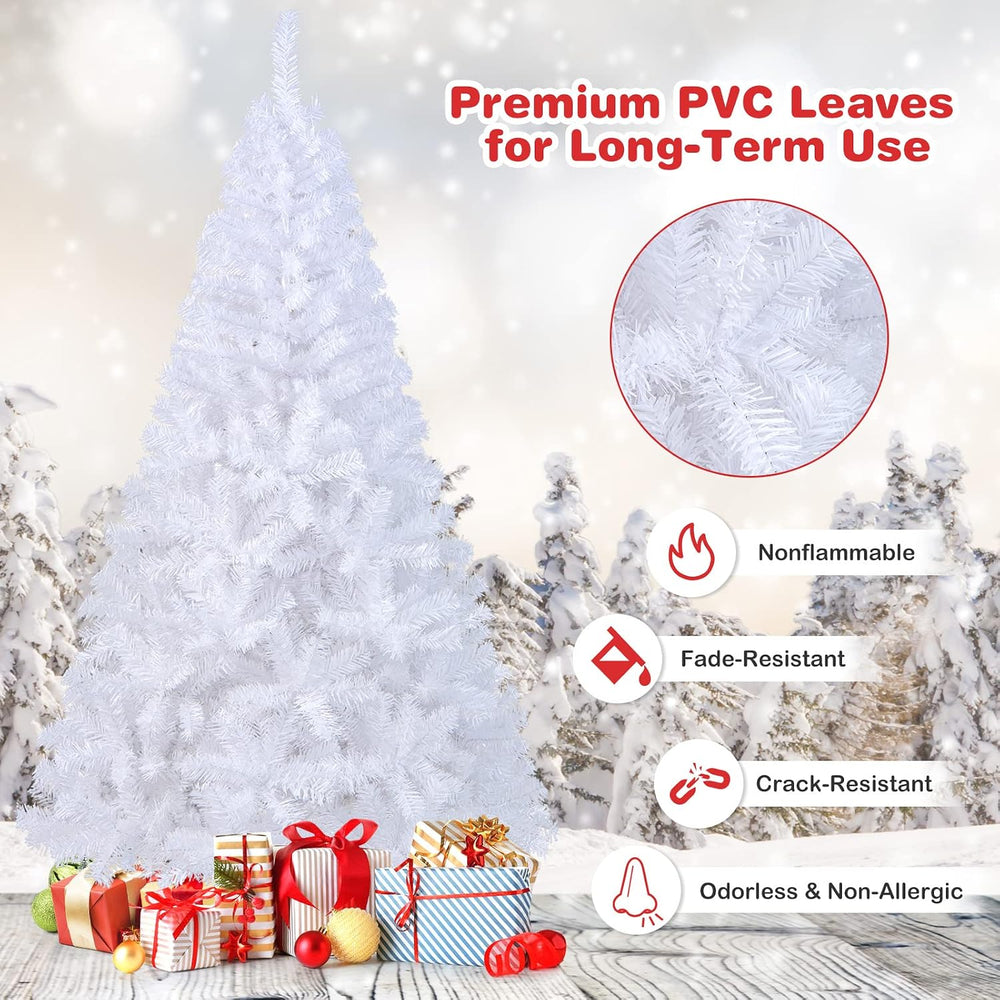 COSTWAY 6Ft-Artificial-PVC-Christmas-Tree-W-Stand-Holiday-Season, White