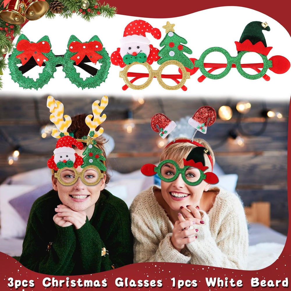 NICOWARM Large Opulent Christmas Photo Booth Props, Xmas Party Supplies, Phot...