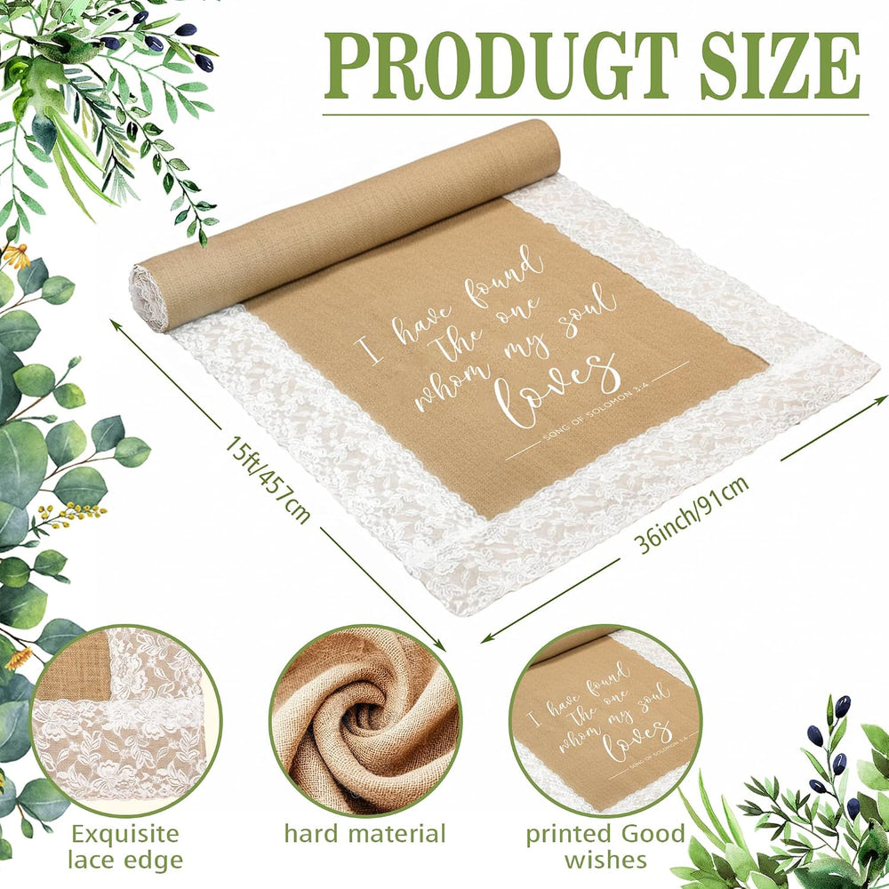 15 Ft x 36 in Aisle Runner for Wedding Ceremony,Natural Burlap Wedding Aisle ...