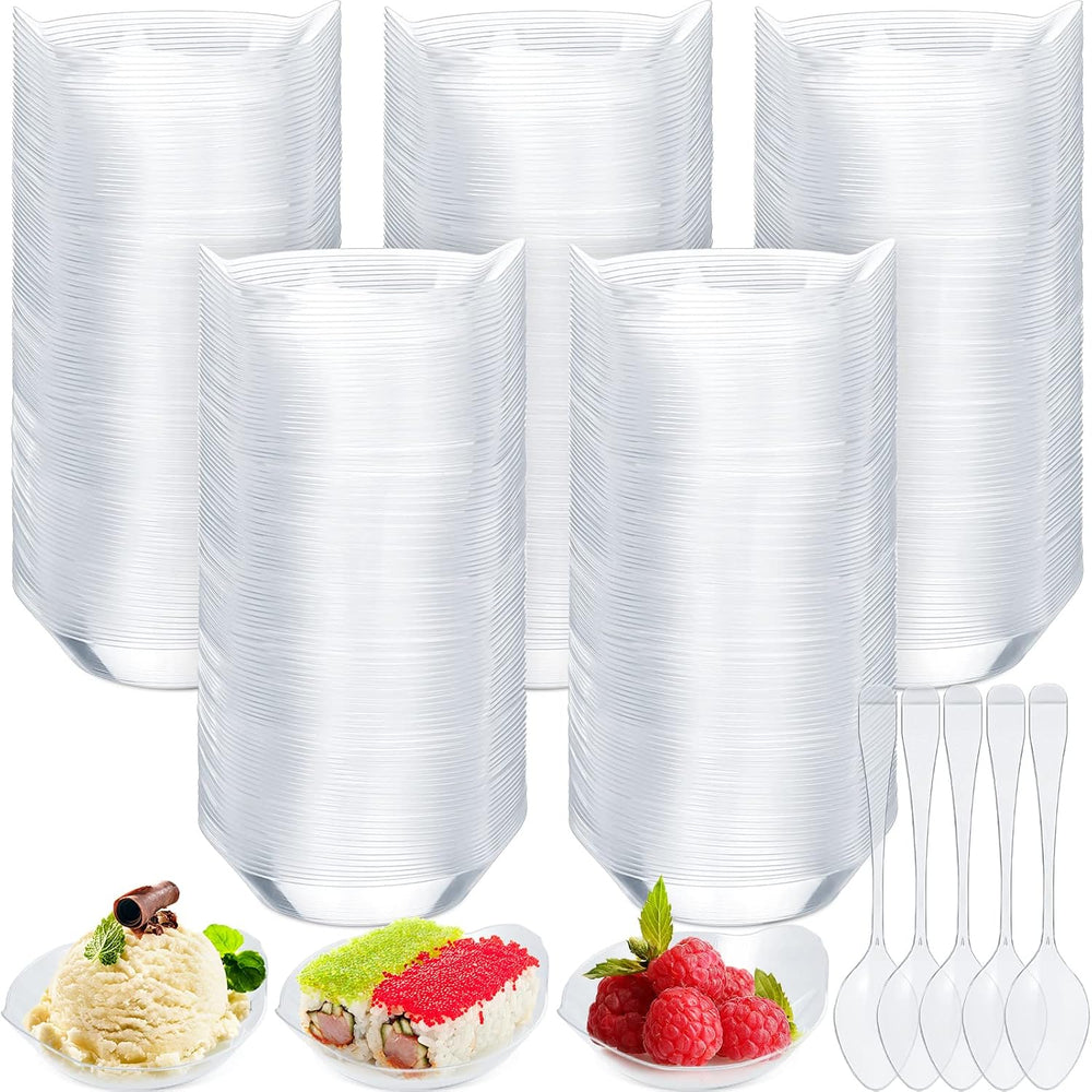Potchen 300 Pack 3.1'' Mini Dessert Plates with Tasting Spoons Mini P...