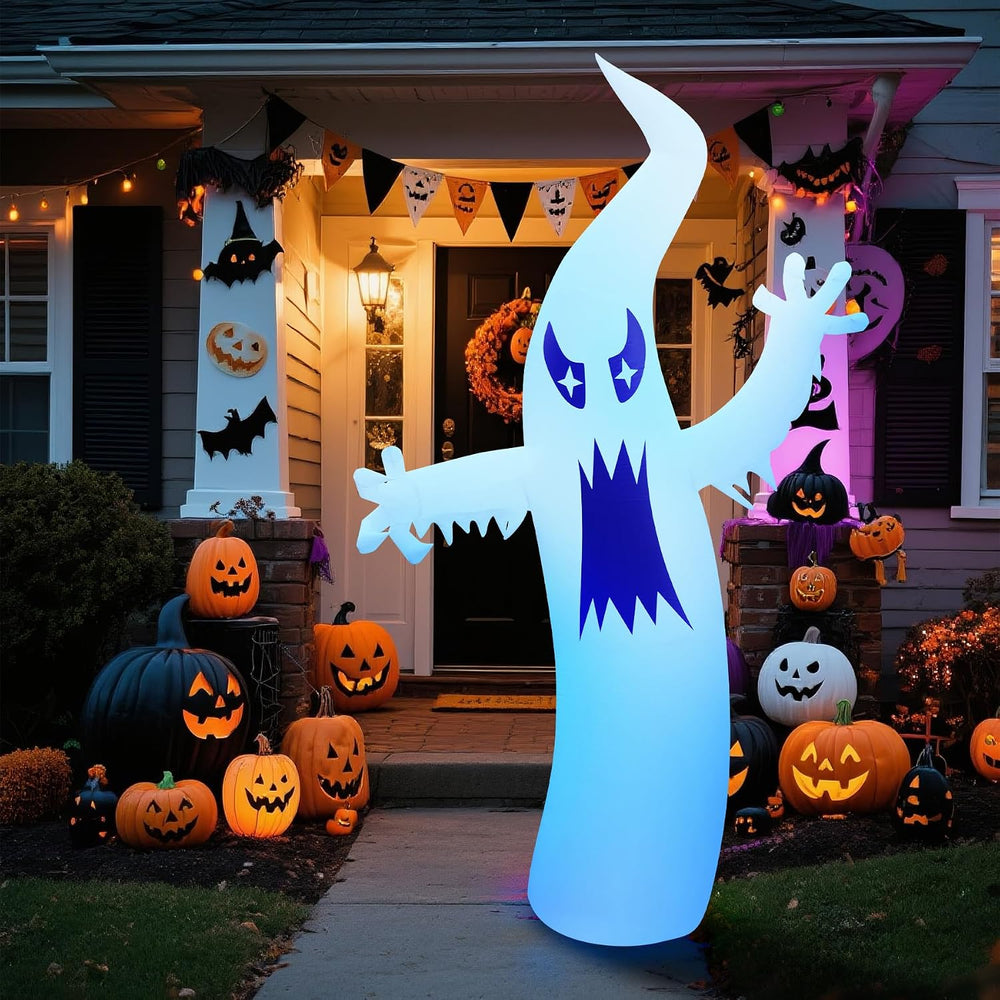 8.7FT Halloween Inflatable Ghost Outdoor Decoration, Scary Yard Decor with LE...
