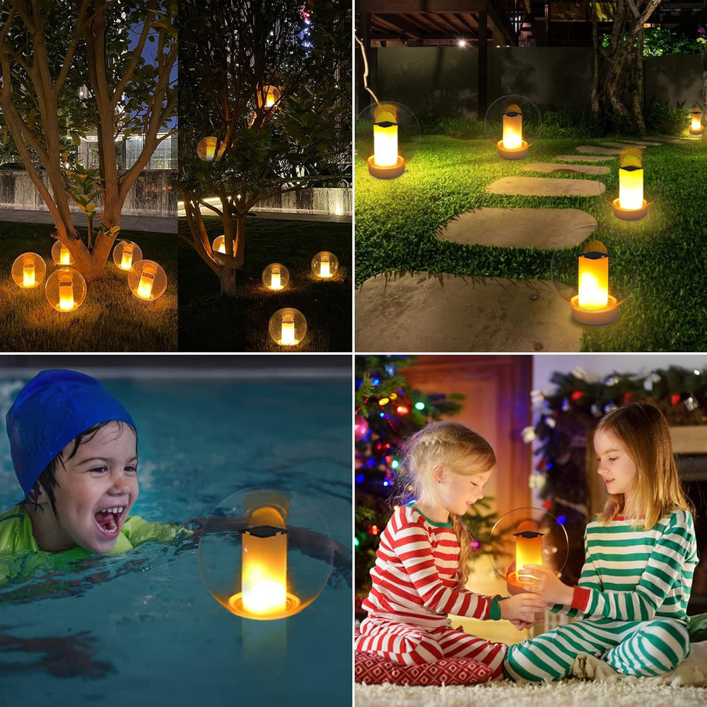 Floating Pool Lights, Solar Flickering Flame Pool Lights (2pcs)