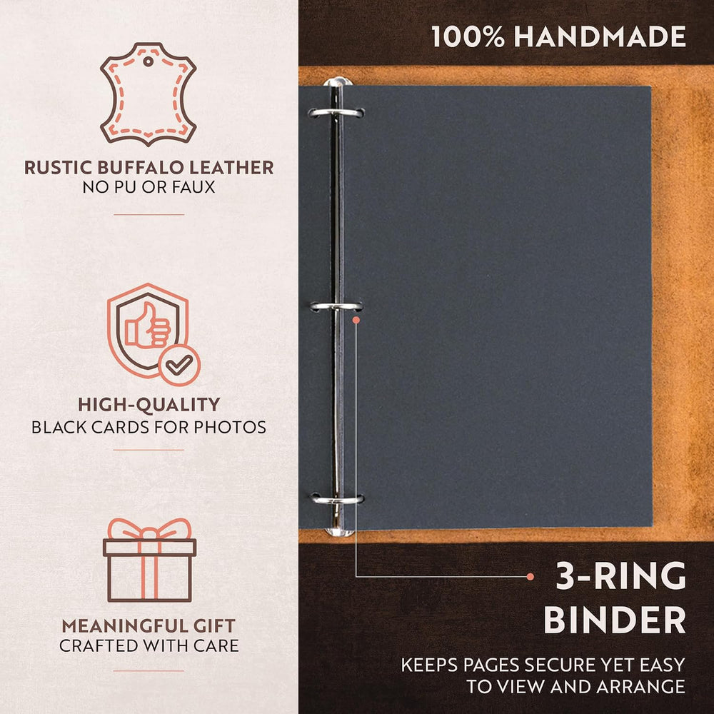 Moonster Leather Photo Album Scrapbook – Full-Grain Buffalo Leather