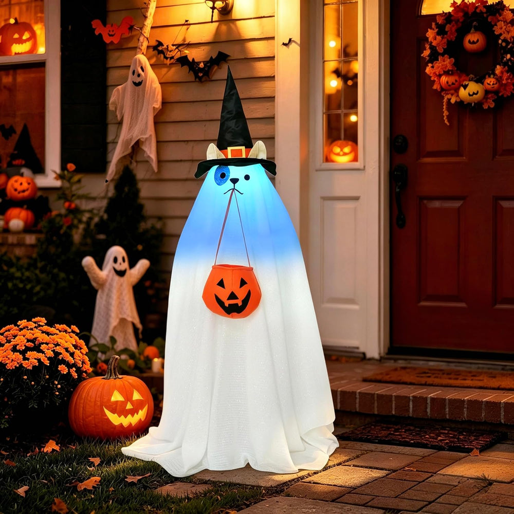 Outdoor Halloween Decorations RGB Lights Up Ghost - Halloween Porch Decor