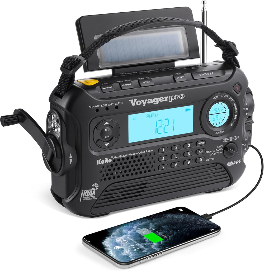 Kaito Voyager Pro KA600 Digital Solar Dynamo Hand Crank AM/FM/LW/SW & NOA...