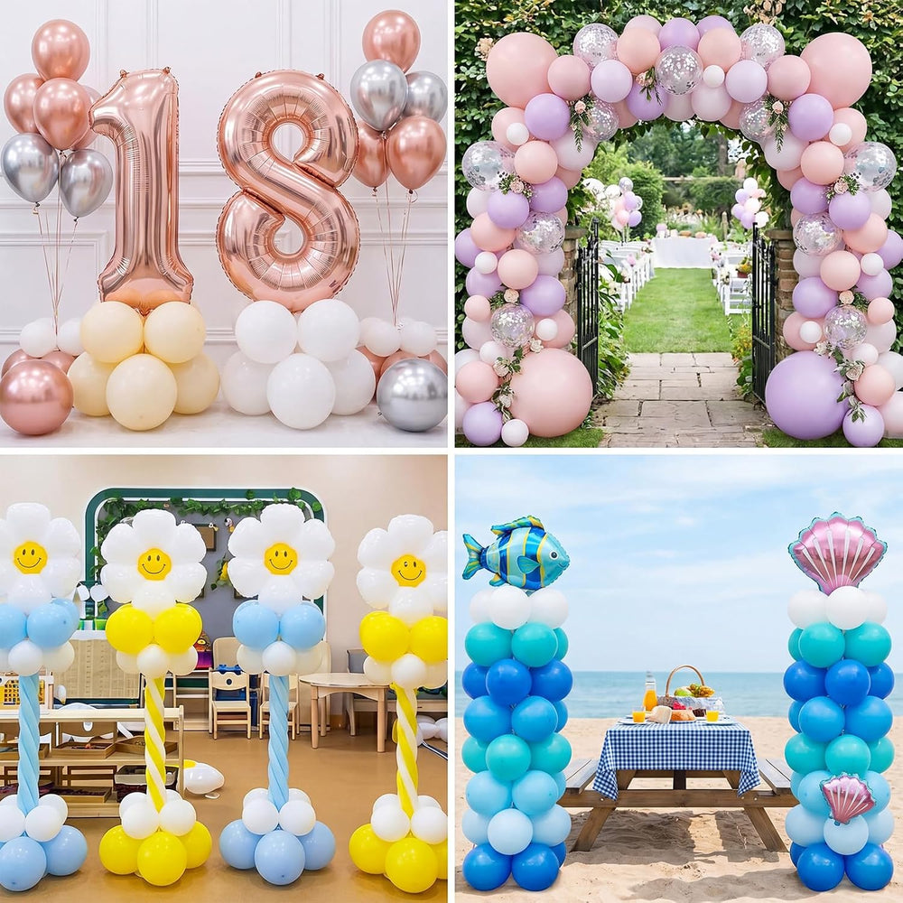 Hicarer 8 Sets Balloon Column Stand Kit, 7ft, Classic Metal