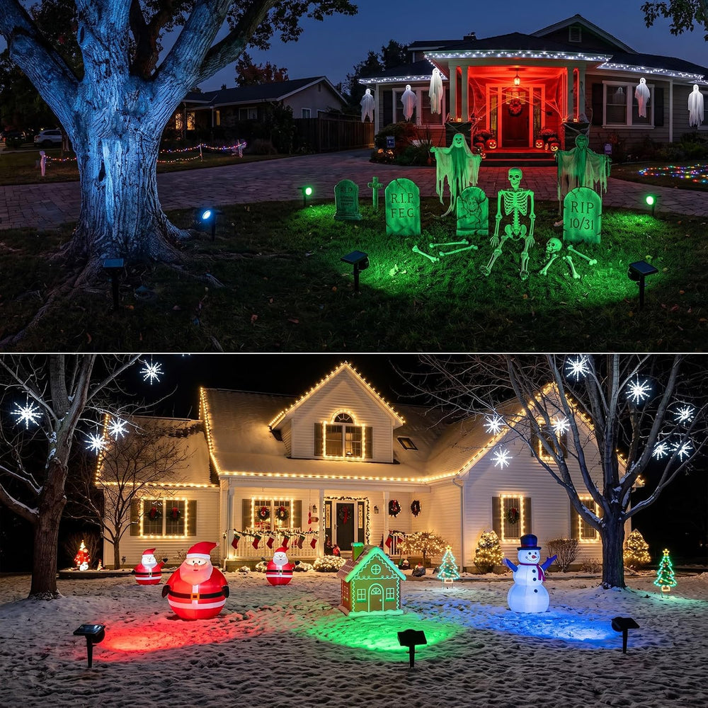 IP67 Solar Lights Outdoor Waterproof, 2CCT & RGB Landscape Lights, 4 Pack