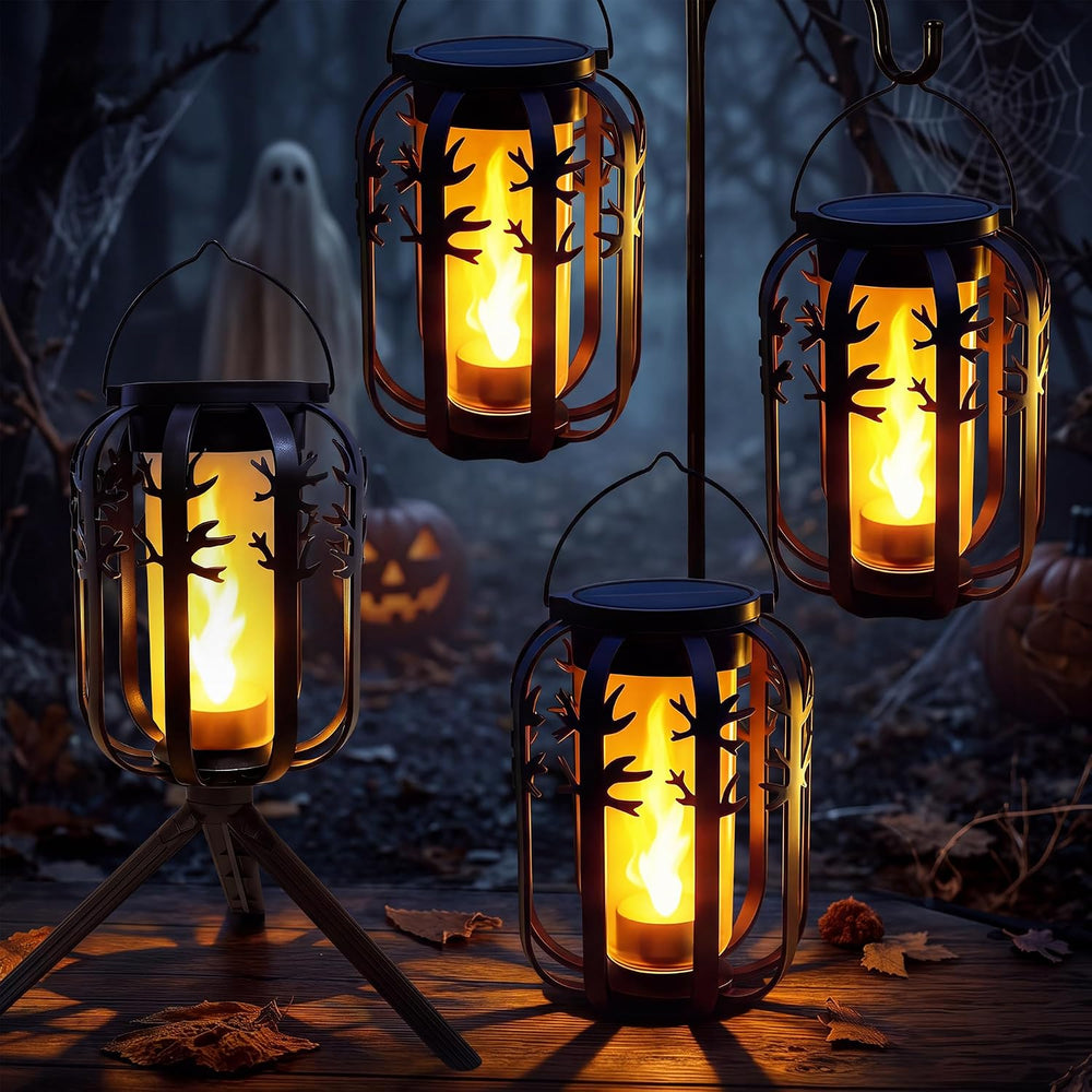 Halloween Solar Lanterns Outdoor 4Packs 4 Lighting Modes USB-C Rechargeable