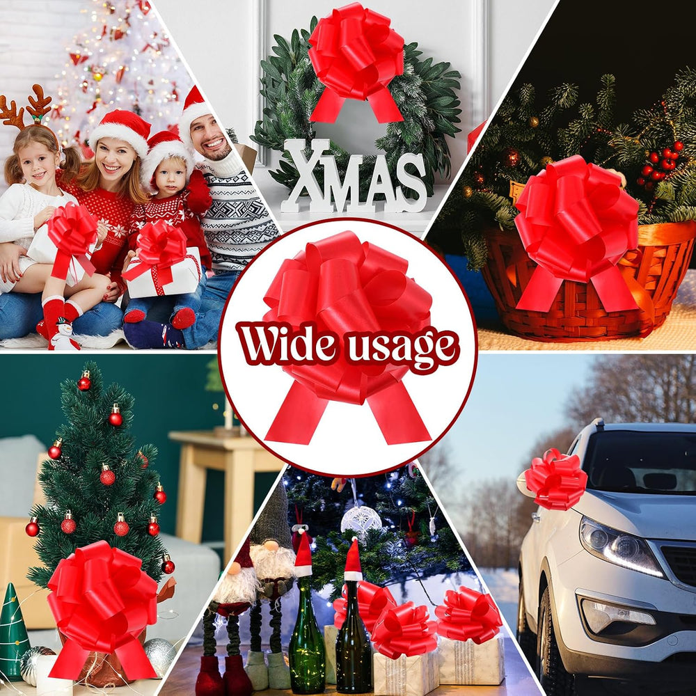 60 Pcs 9" Pull Bow Christmas Gift Wrapping with Ribbon, Red