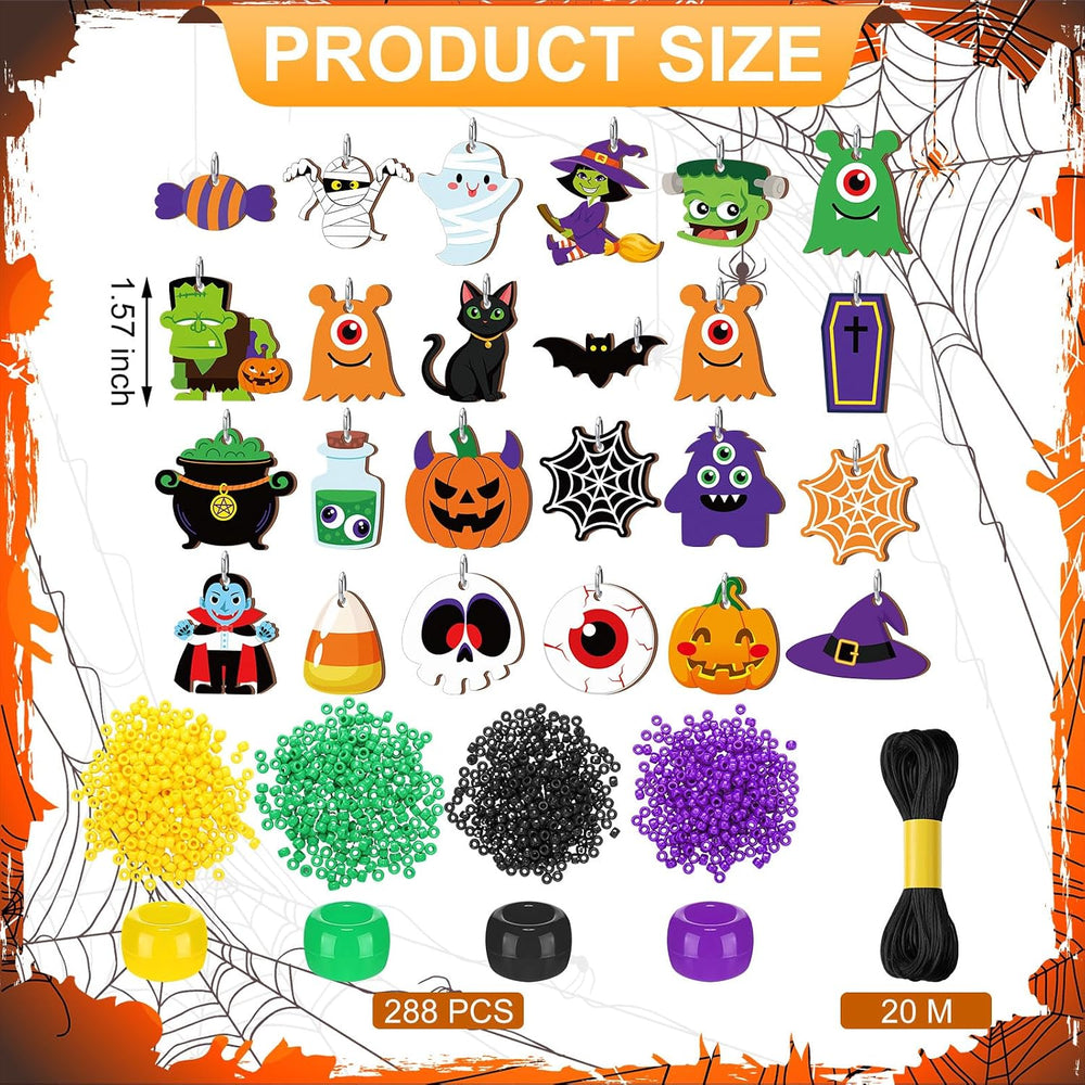 Ferreve 48 Sets Halloween Beads Necklace Making Kit, Craft Party Favor