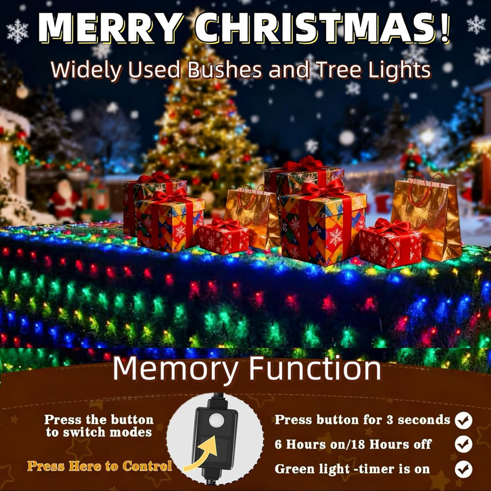 HYH Christmas Net Bush Lights 360 LED 12FTx5FT Multicolored Outdoor Mesh