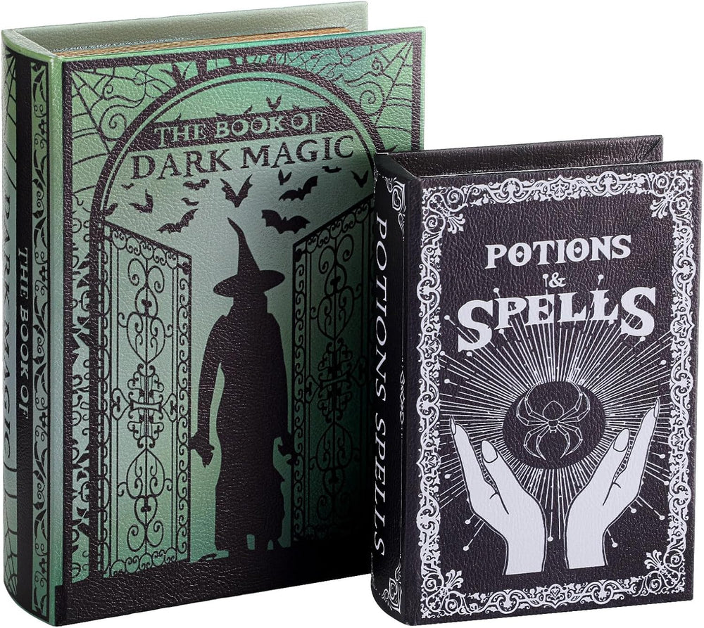 Beeveer Set of 2 Magic Nesting Halloween Faux Books Decoration Indoor