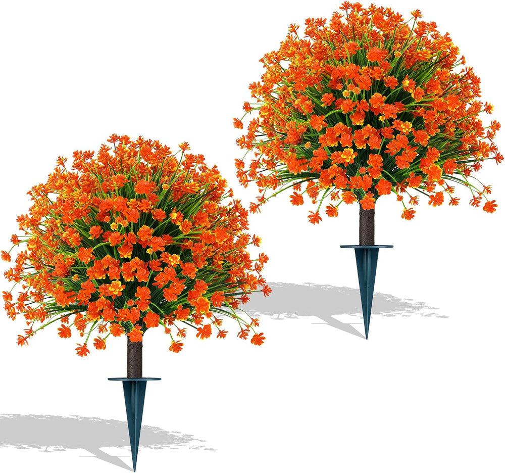 2 Pack Fall Artificial Flower Topiary Balls with Ground Spike
