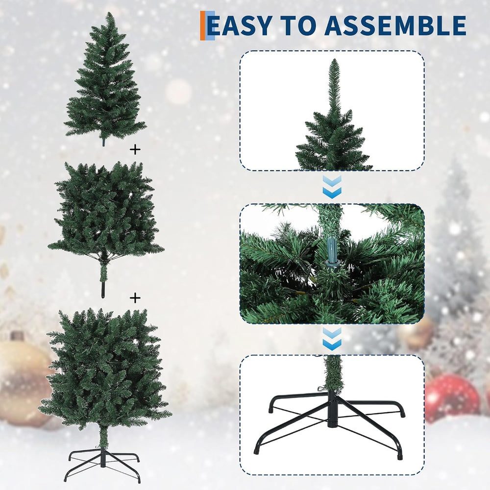 7.5FT Pre-Lit Christmas Tree, Artificial Pencil Holiday Decoration with LED L...