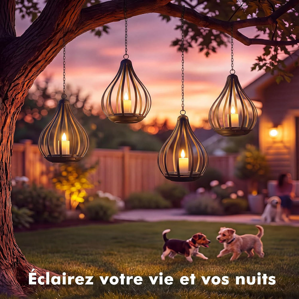 Solar Lanterns Outdoor Waterproof Hanging Solar Lights Outdoor Decor 2 Pack