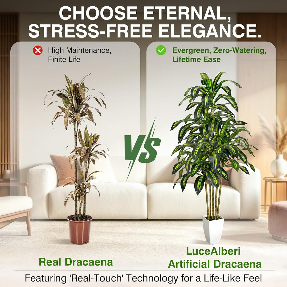 5FT Faux Dracaena Plant with Planter & Built-in Basket