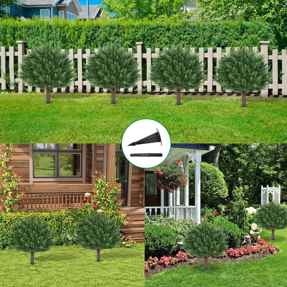 Artificial Set of 4 UV Resistant Cedar Topiary Ball Trees for Outdoor