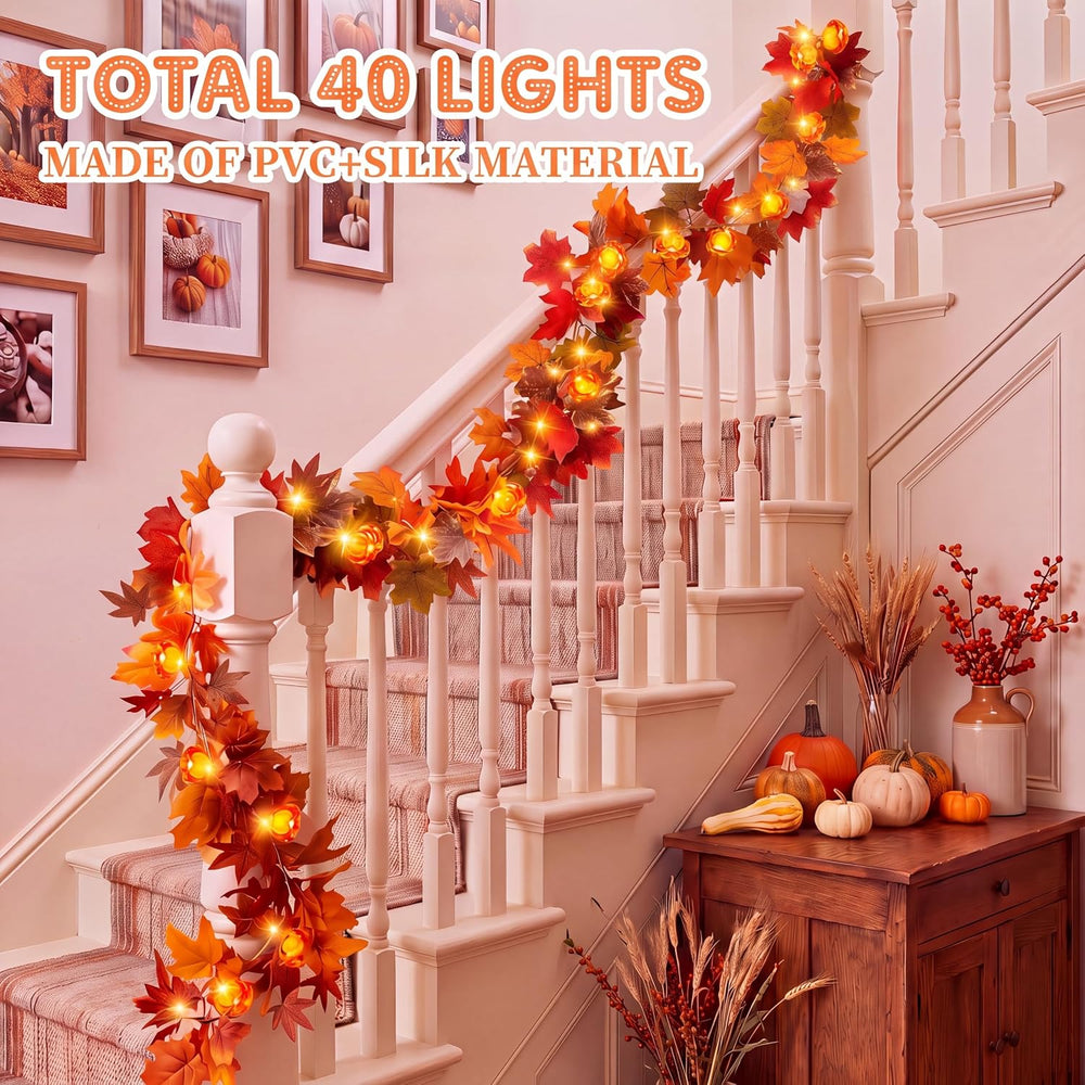 2 Pack Fall Maple Leaves Thanksgiving Garland 11.5ft, Colorful
