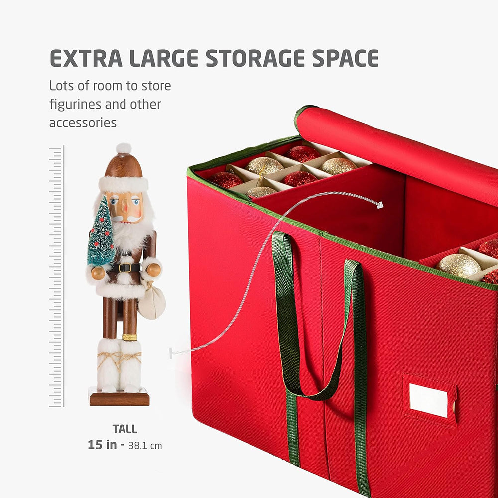 ZOBER Large Christmas Ornament Storage Box - Stores 80 3" Ornaments, Wit...