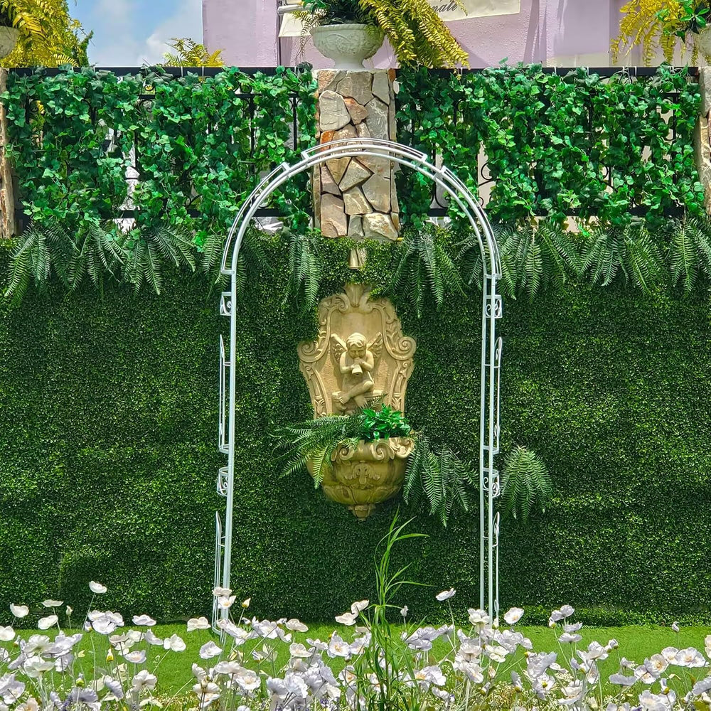 SCENDOR Heavy-Duty Metal Garden Arch with Lattice Panels for Rose & Wedding
