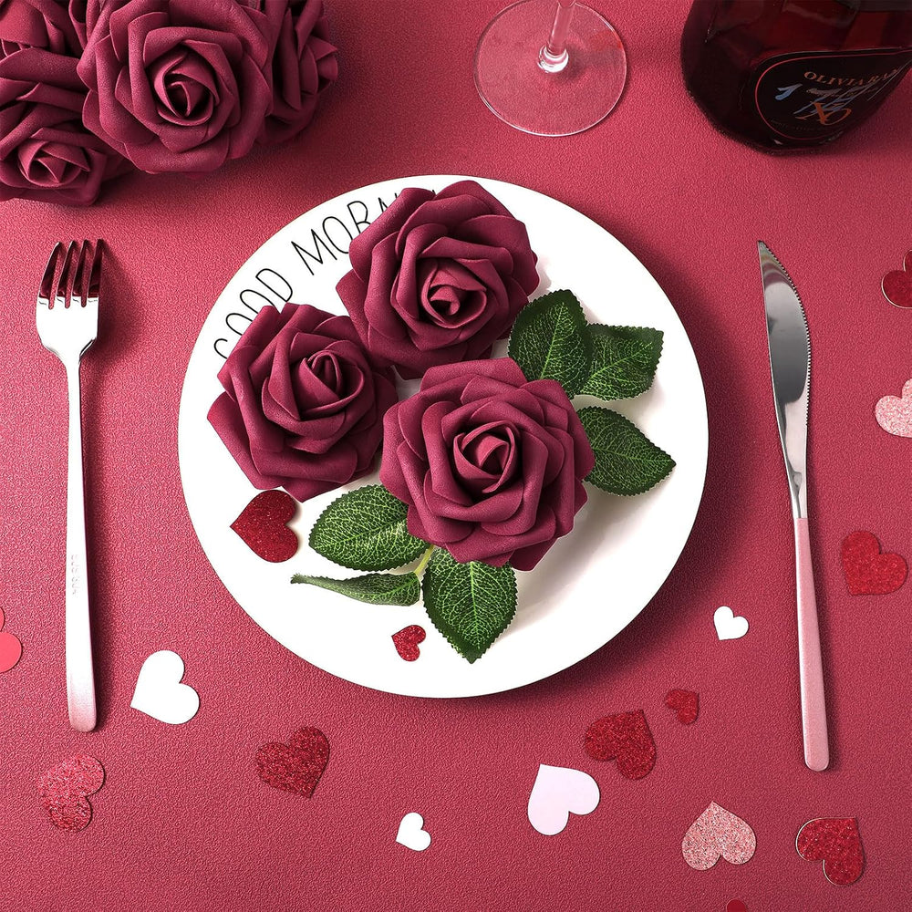 150 Pieces Artificial Roses Flowers Bulk Fake Roses with Long Stem Faux Brida...