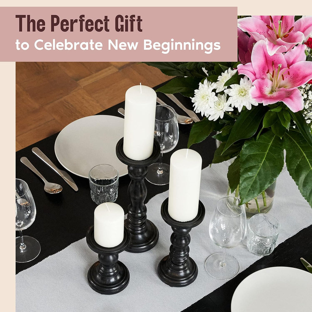 Large Candle Holders for Pillar Candles - Decorative Rustic Centerpiece Pilla...