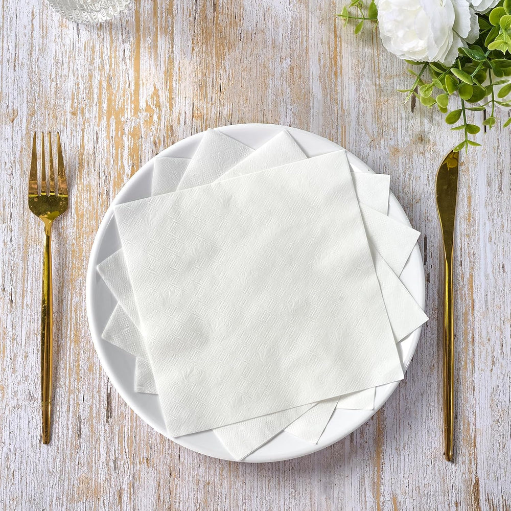 JollyPack Disposable Paper Napkins, 1-Ply 6.5x6.5 Folded, 2000 Count, White