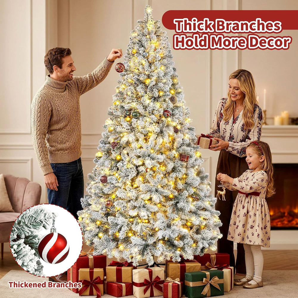 7ft 6in Prelit Flocked Christmas Tree with 1400 Branch Tips