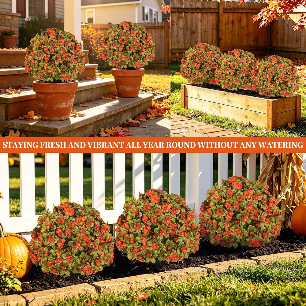 2 Pack Artificial Fall Azlea Flower Topiary Balls for Outdoor