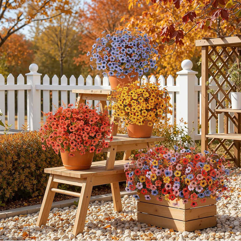 SHareconn 24Pcs Artificial Fall Flowers UV Resistant Fake Mums for Outdoors