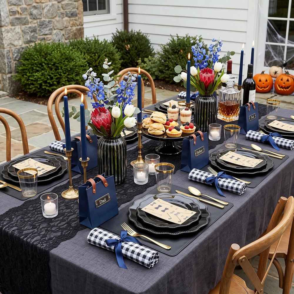 COLOSUS 60PCS Black Plastic Plates, Heavy Duty Disposable Plates for Party.
