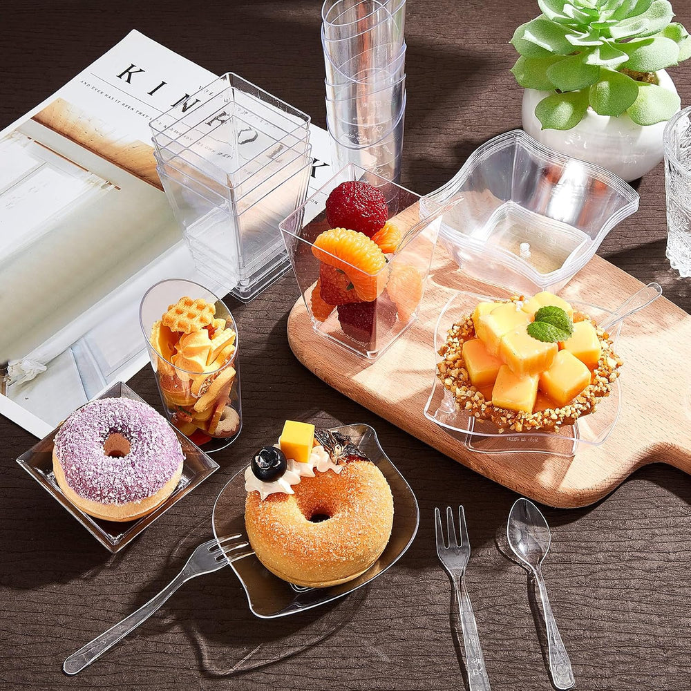 Tessco for you 400 Pcs Mini Appetizer Plates Dessert Cups, Clear