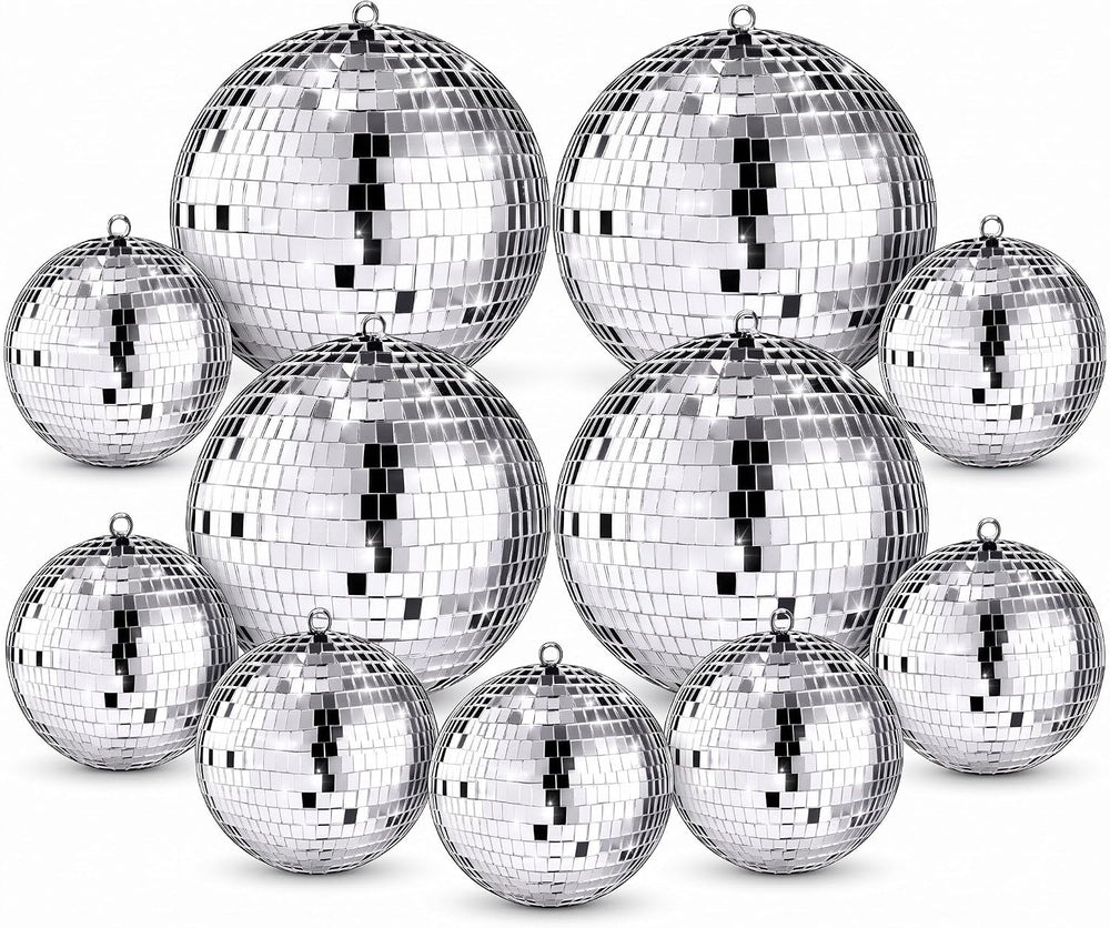 Libima 12 Pcs Silver Disco Ball Set, Multi Size, 6'', 4''