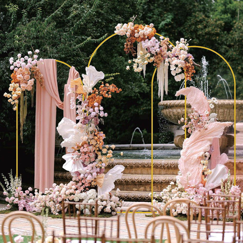 Asee'm Wedding Arch Backdrop Stand Set of 3 (7.2FT, 6.6FT, 6FT) Gold Metal