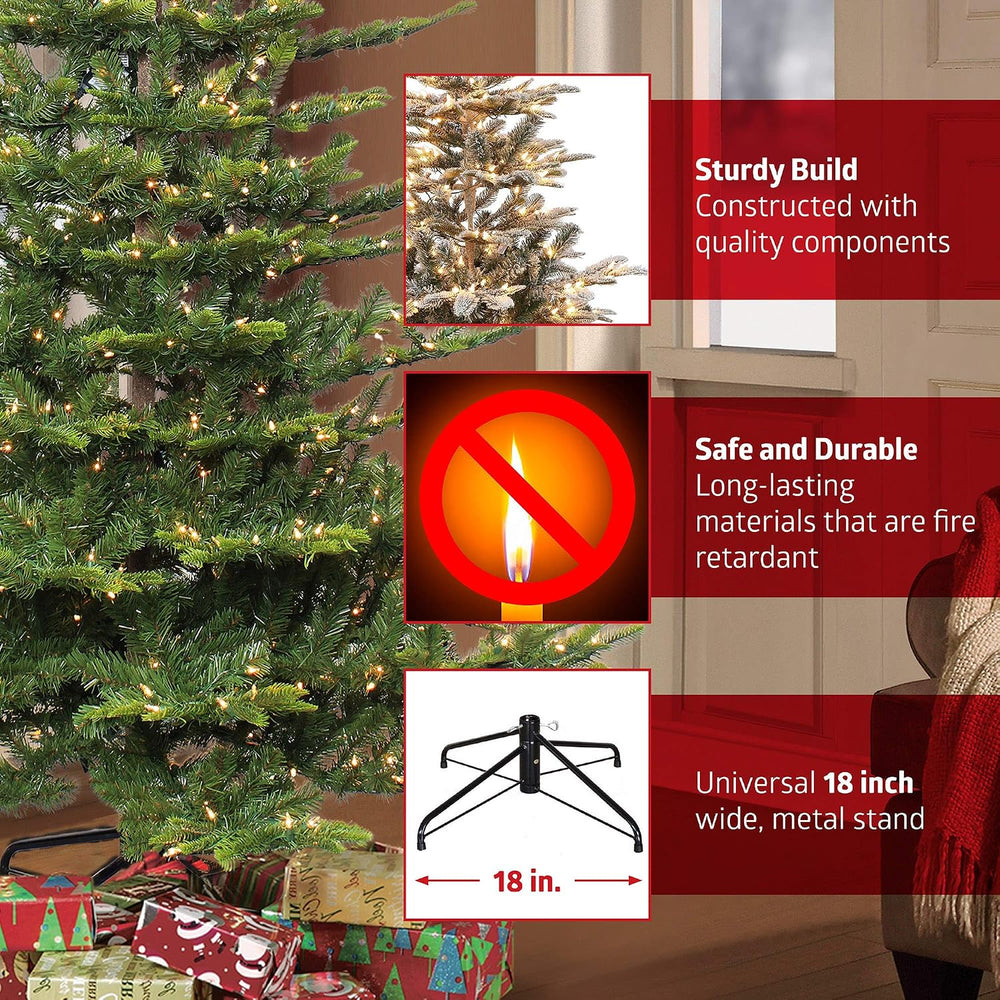 Puleo International 6.5 Foot Pre-Lit Slim Flocked Fraser Fir Artificial Chris...