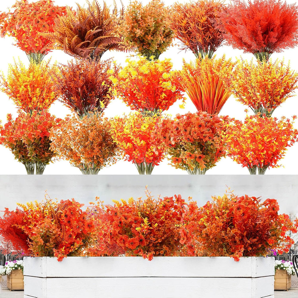 Mimorou 60 Bundle Fall Artificial Flowers Bulk for Outdoor UV Resistant