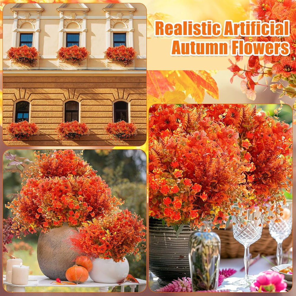 Mimorou 100 Bundle Fall Artificial Flowers Bulk for Outdoor UV Resistant