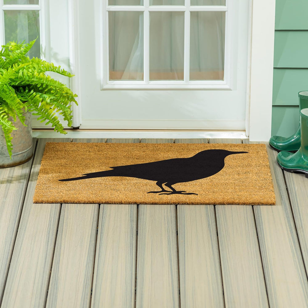 Evergreen Flag Black Raven Welcome Mat | 36"x24" Halloween Crow Coi...