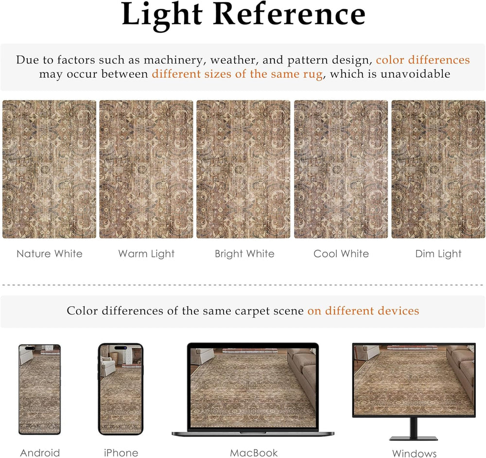 HUGEAR 2x6 Brown Vintage Distressed Washable Runner Rug for Hallway
