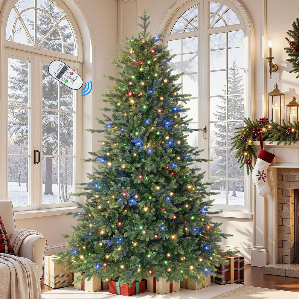 SHareconn 6ft Prelit Artificial Fir Christmas Tree with Dual Color Lights